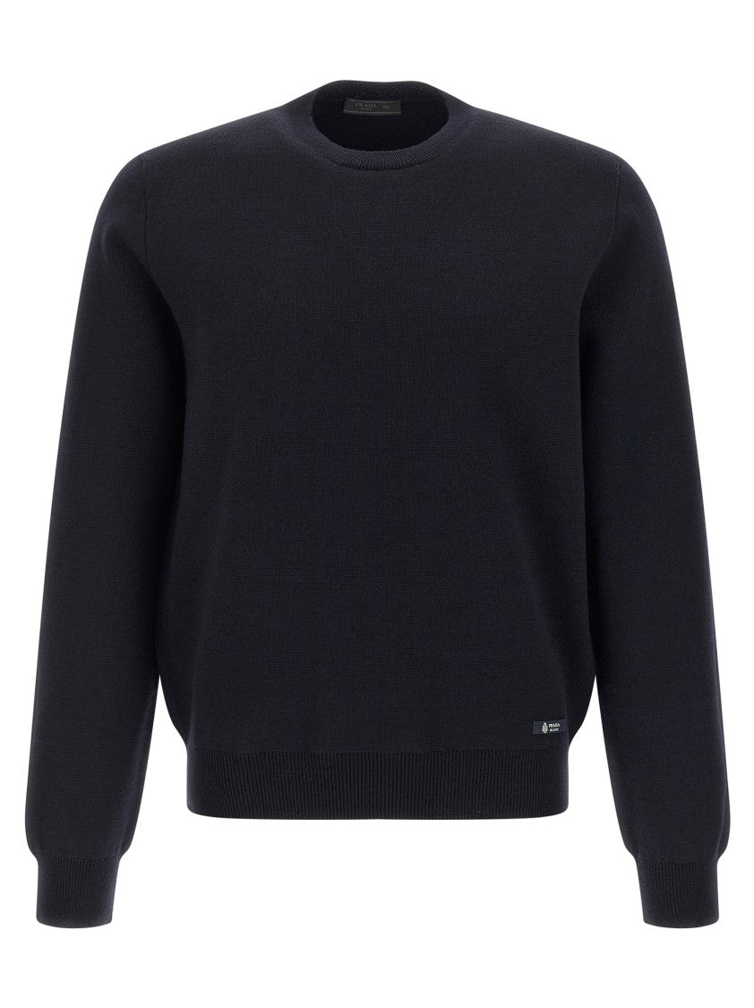 Prada Thick Wool Sweater With Crew Neck