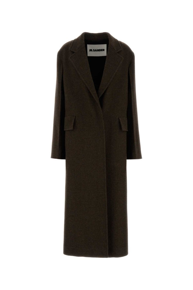 Jil Sander Melange Brown Wool Coat