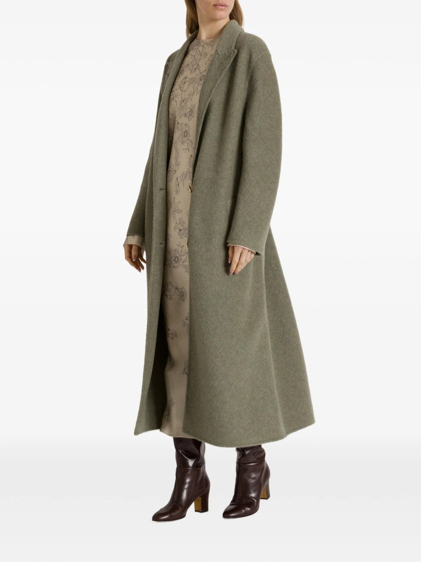 Alberta Ferretti Relaxed Fit Long Coat With Notched Lapel