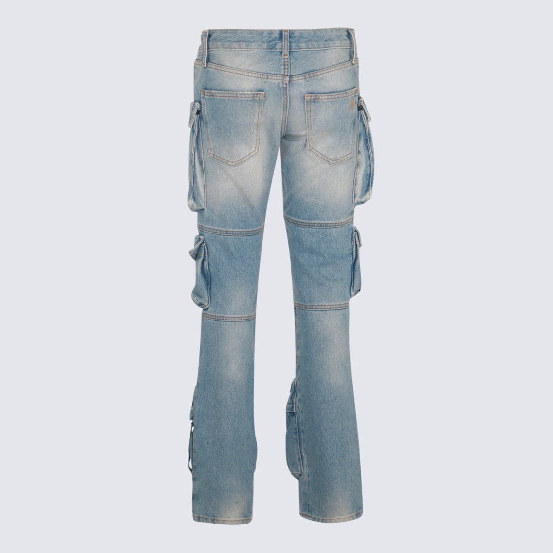 The Attico Light Blue Cargo Jeans With Adjustable Hem Ties