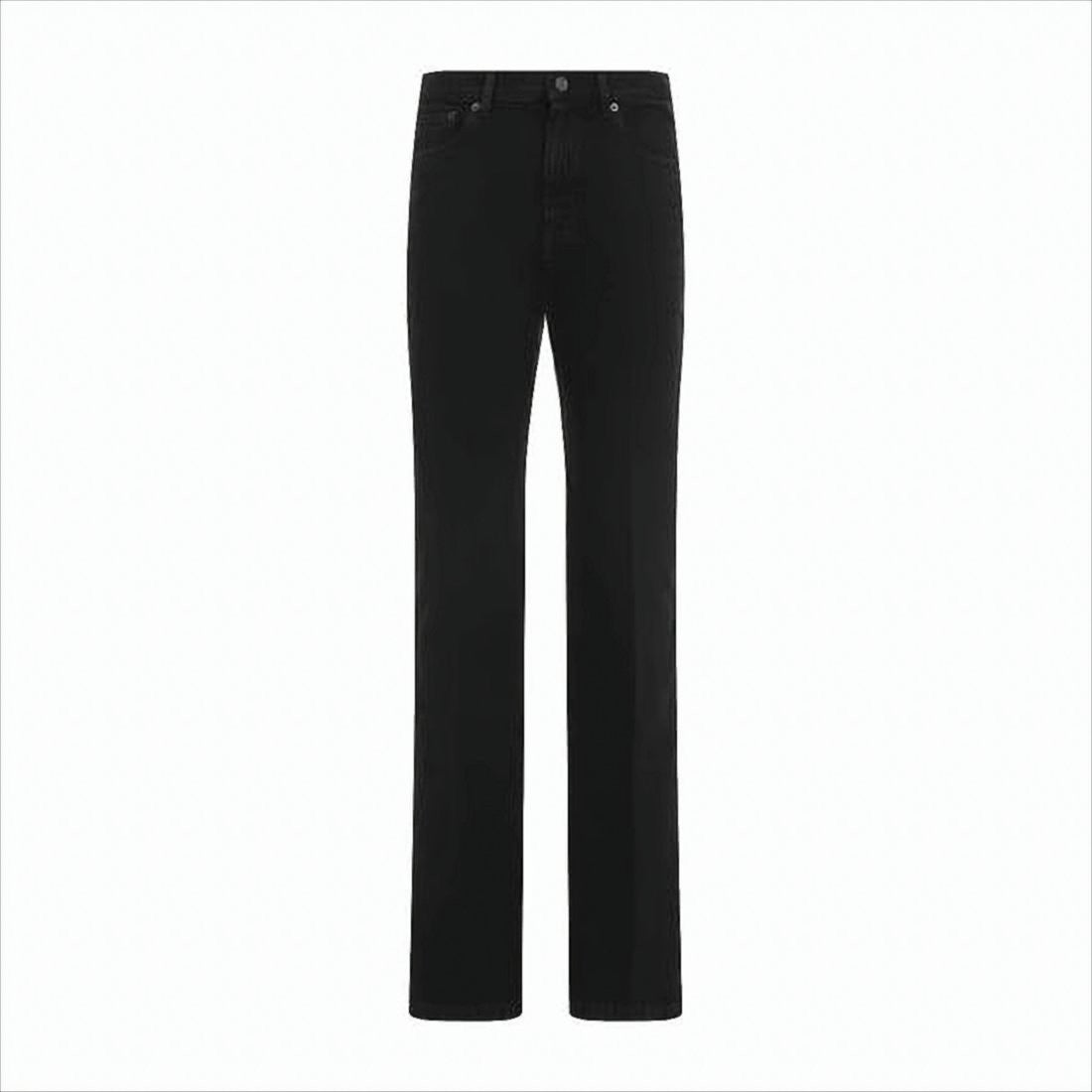 Saint Laurent Straight-Leg Black Denim Pants With Mid-Rise Waist