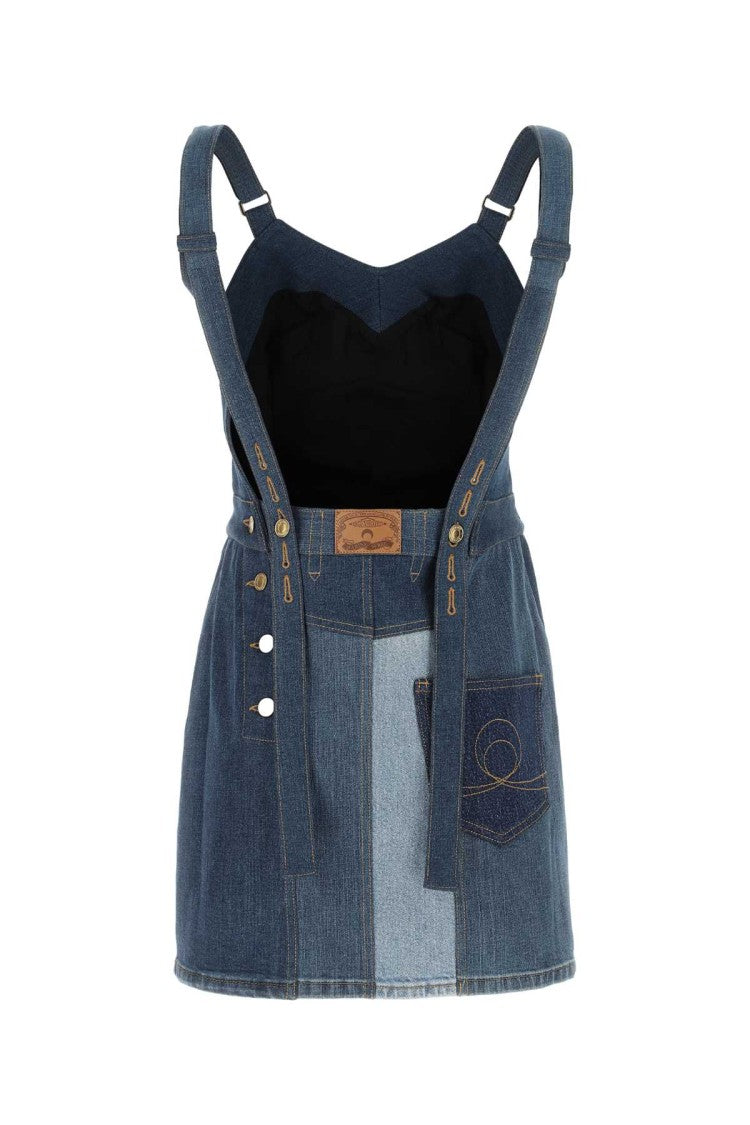 Marine Serre Denim Dungarees Dress