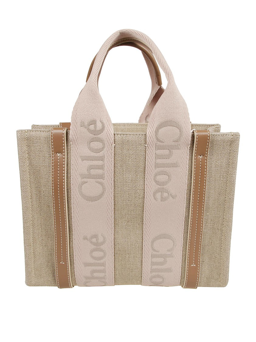 Chloé Small Woody Tote Bag With Calfskin Strips
