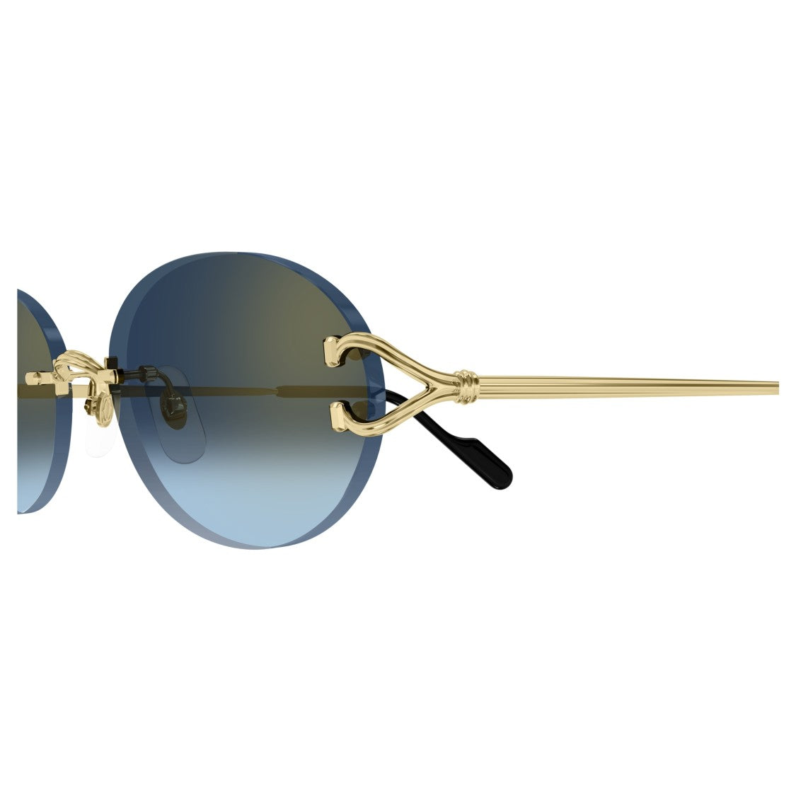Cartier Rimless Oval Gradient Blue Tint Sunglasses