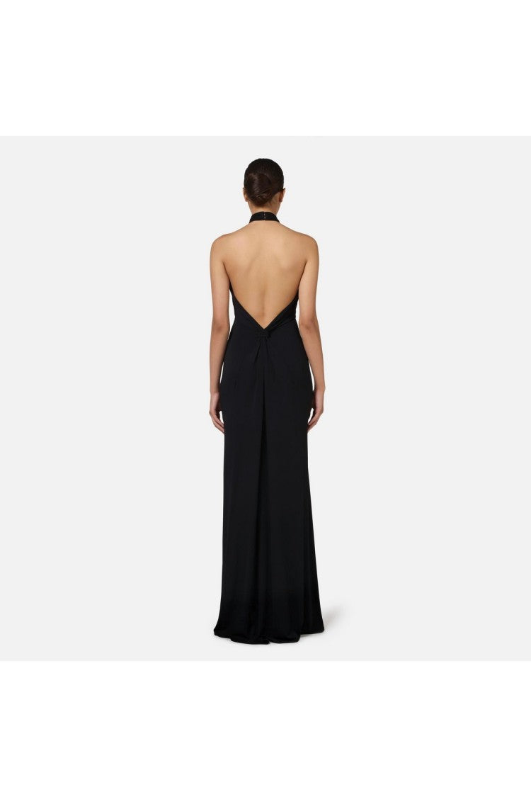 Elisabetta Franchi Black Viscose Maxi Dress