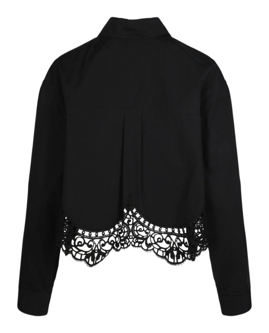 Burberry Cropped Lace Hem Blouse