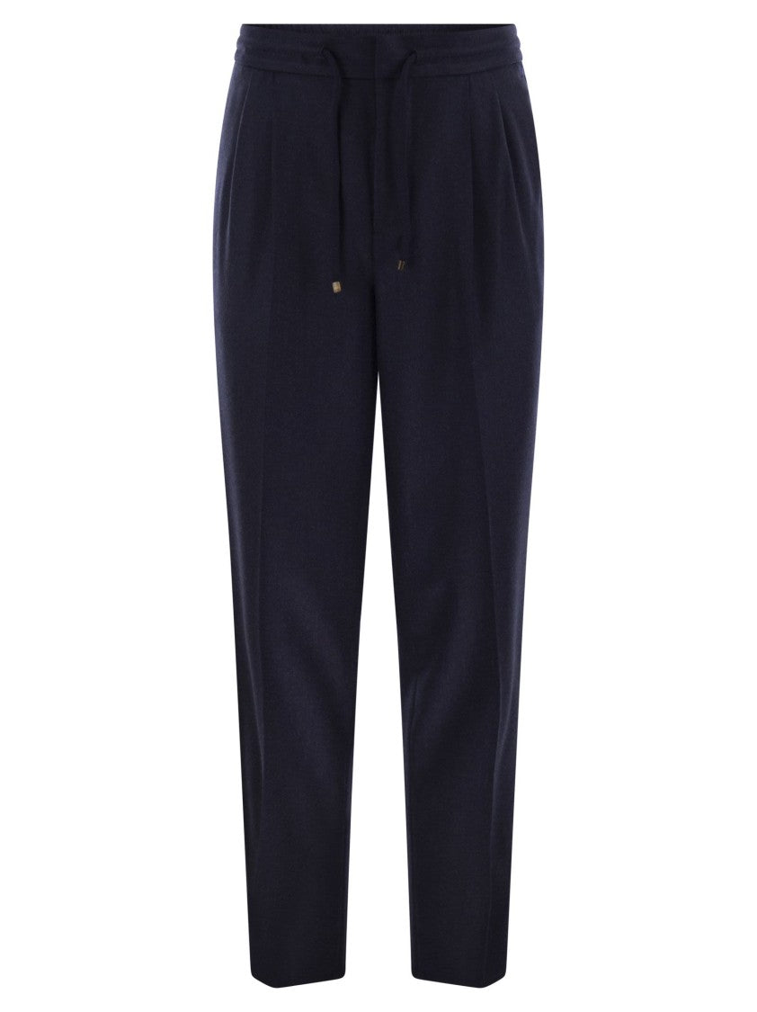 Brunello Cucinelli Leisure Fit Trousers In Virgin Wool Flannel