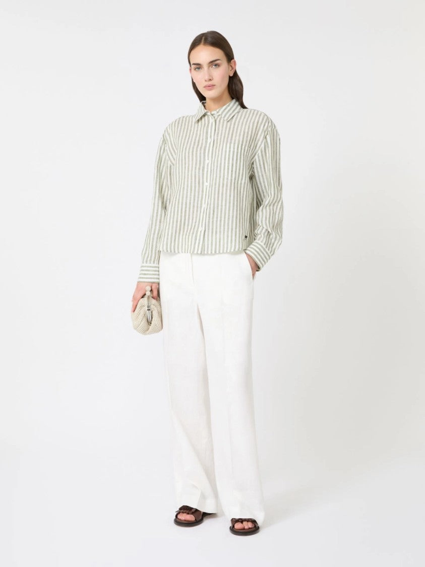 Max Mara Tailored White Wide-Leg Trousers With Front Pleats