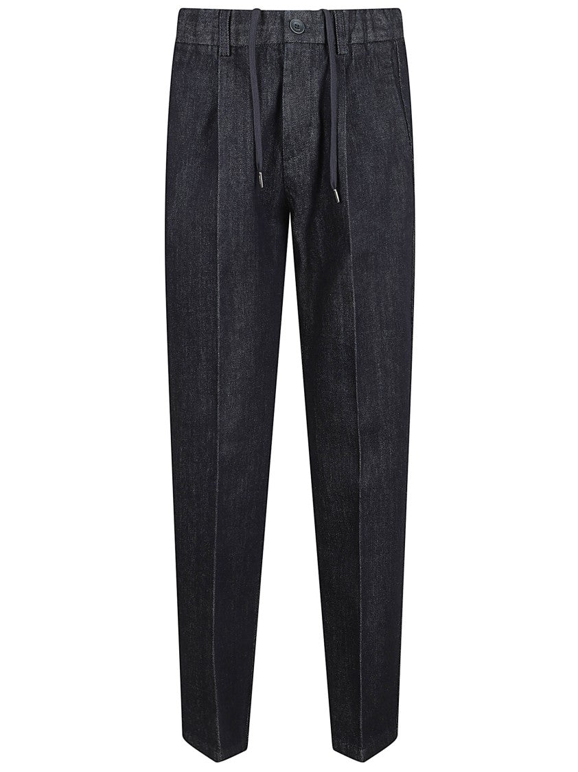 Herno Tailored Dark Denim Trousers With Adjustable Waist
