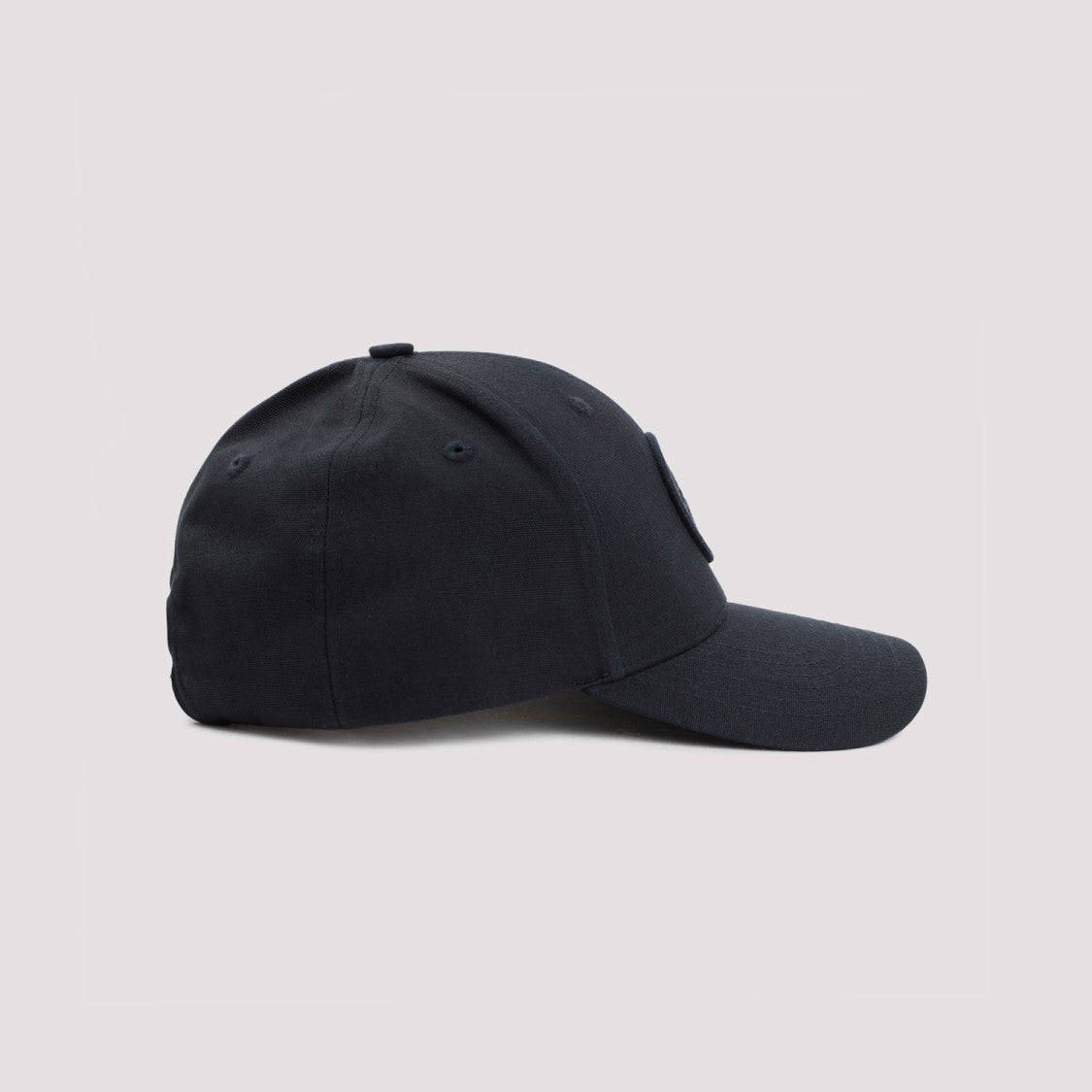 Stone Island Six-Panel Black Cotton Hat With Embroidered Compass Logo