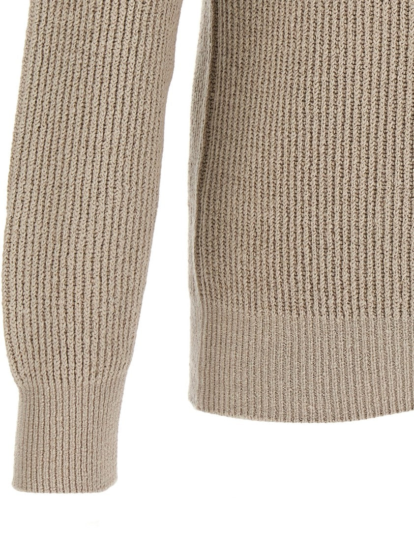 Brunello Cucinelli Half-Ribbed Cotton Gauze Sweater