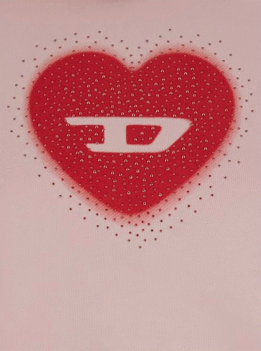 Diesel Cropped Long-Sleeve Hoodie With Heart Graphic