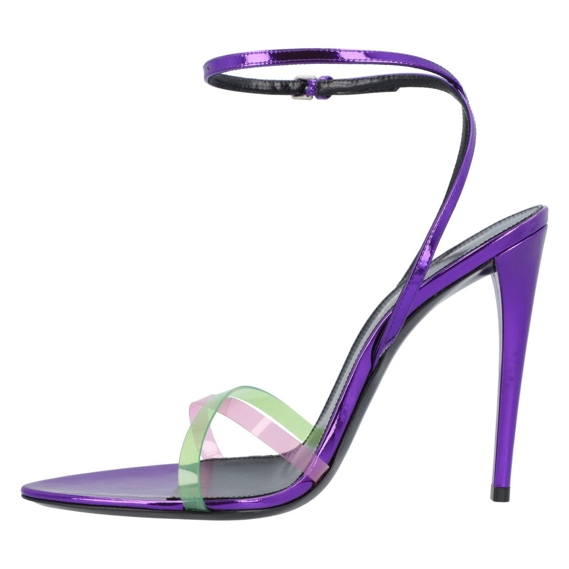 Saint Laurent Gippy Patent Leather And Plexi Sandals Purple