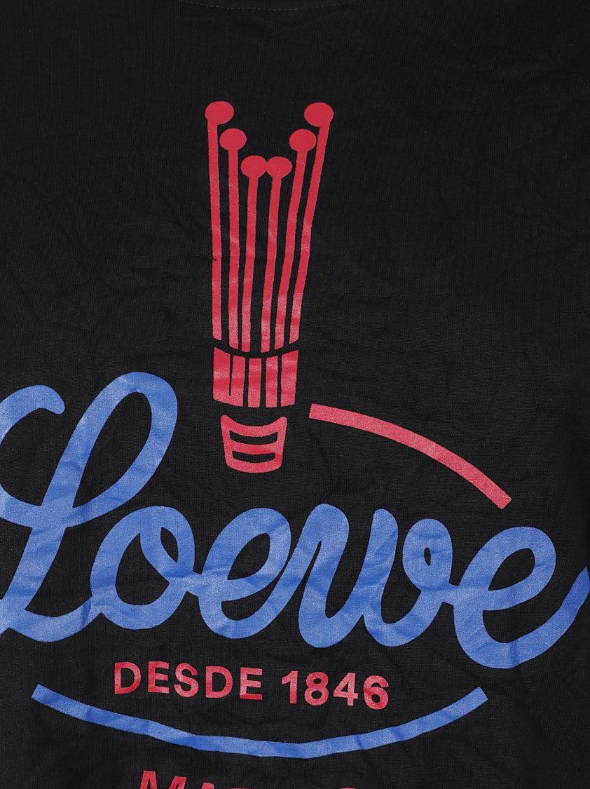 Loewe Textured Black T-Shirt With Adjustable Draping