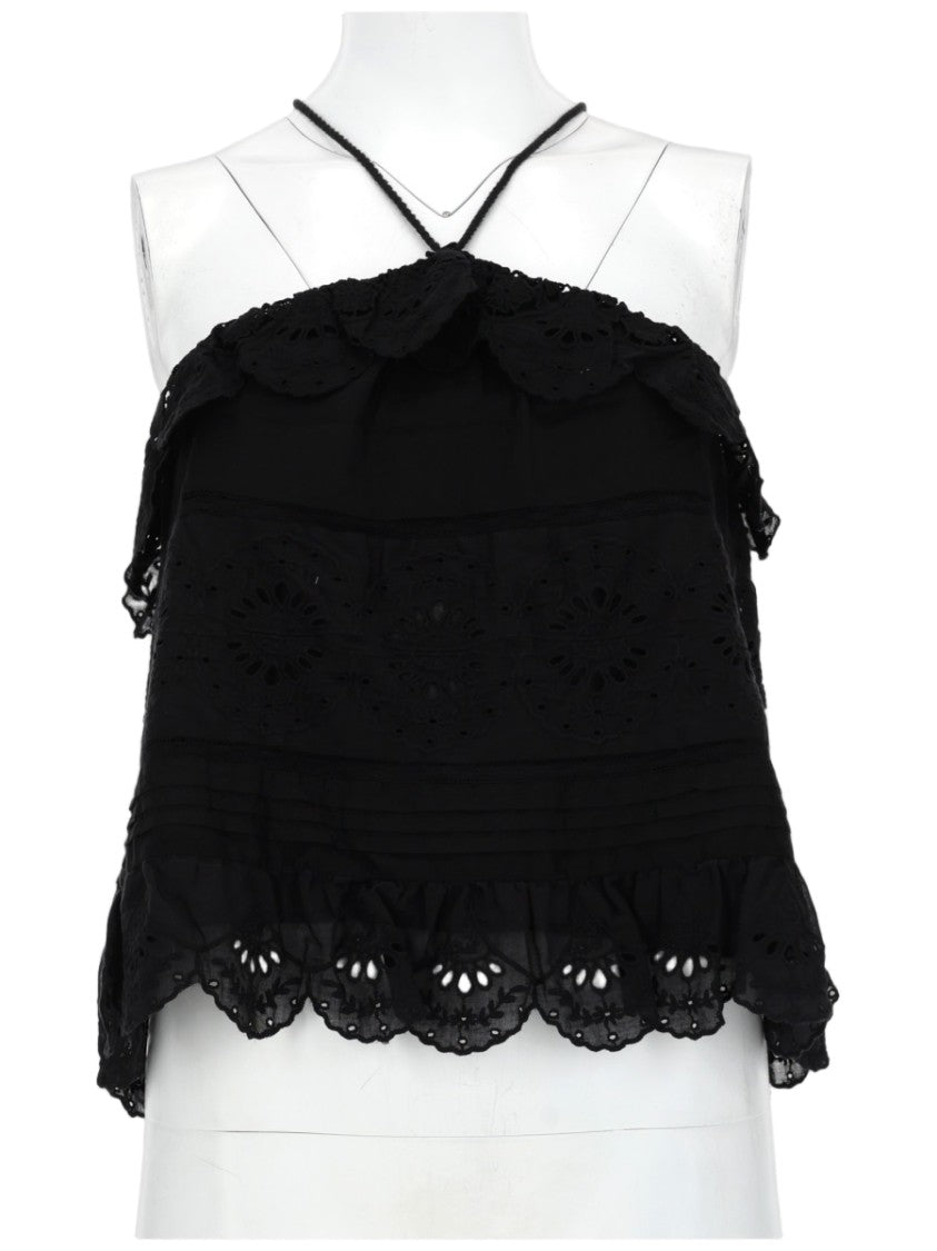 Isabel Marant Étoile Prisha Black Sleeveless Eyelet Top