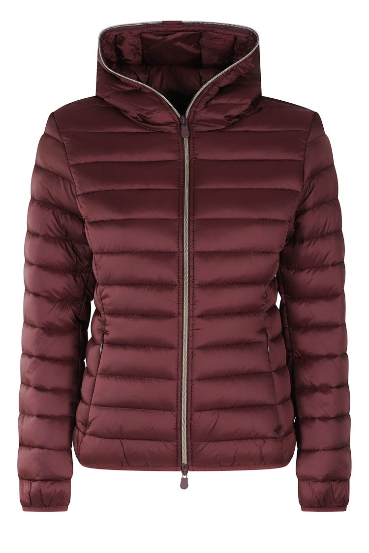 Save The Duck Fitted Burgundy Down Jacket With Hood