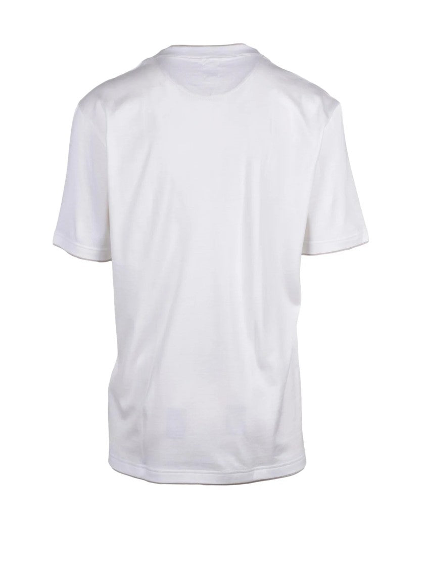 Eleventy White Minimalist V-Neck Cotton T-Shirt