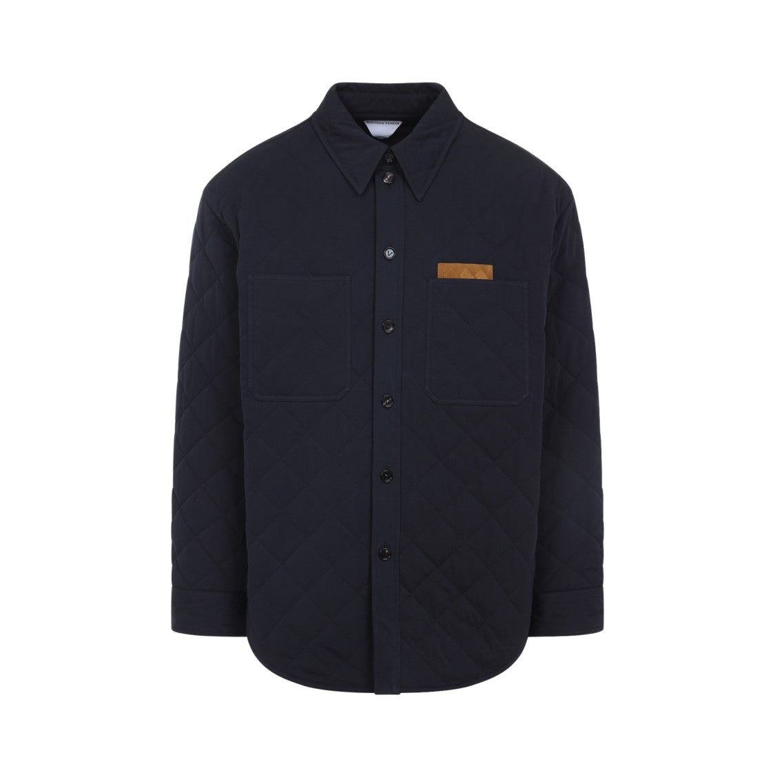 Bottega Veneta Quilted Black Shirt Jacket With Pointed Collar