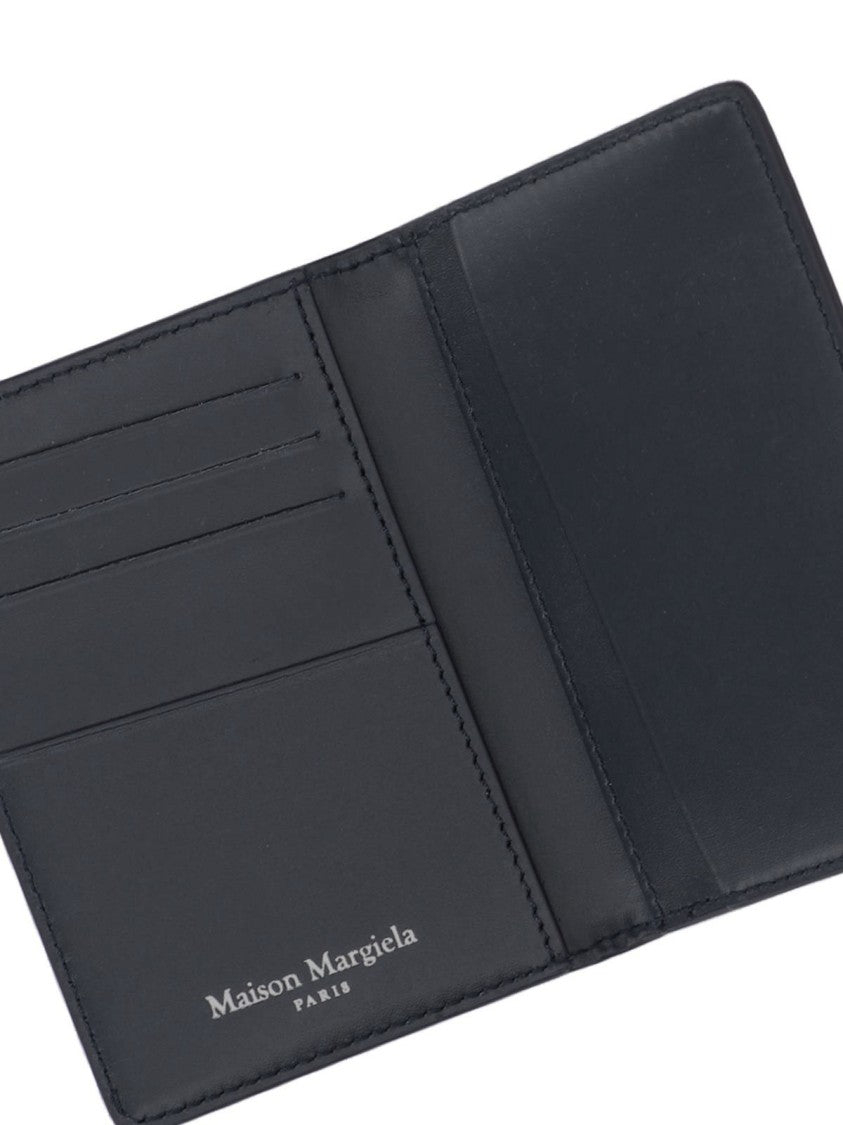 Maison Margiela Textured Black Leather Cardholder With 'Four Stitches' Detail