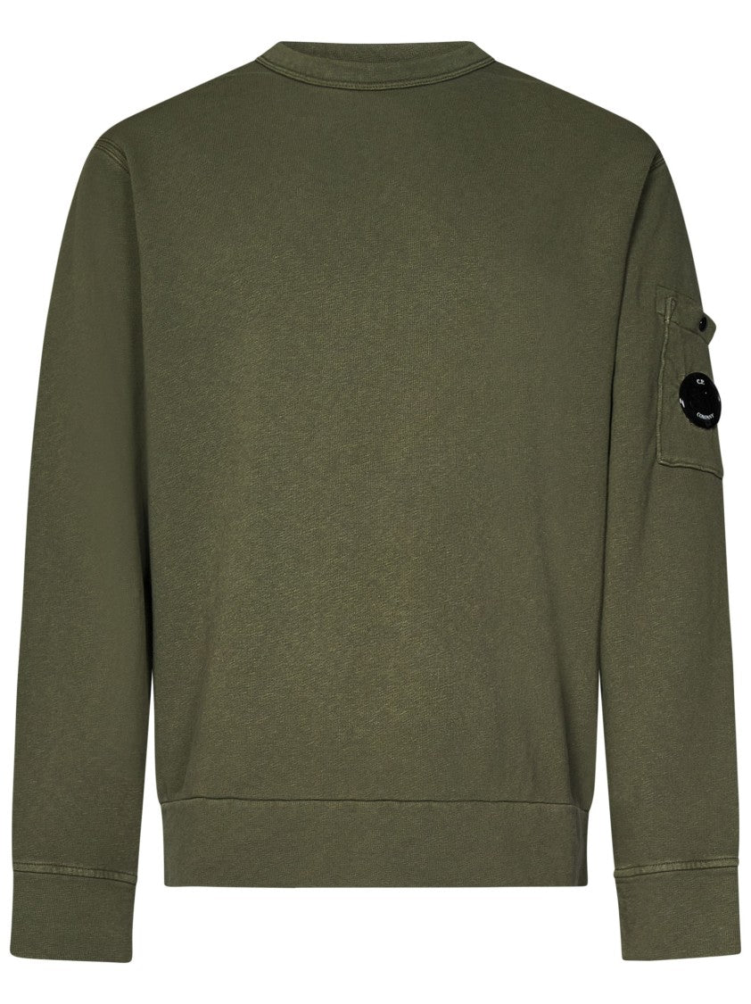 C.P. Company Thyme Green Crewneck Sweatshirt With Lens Detail