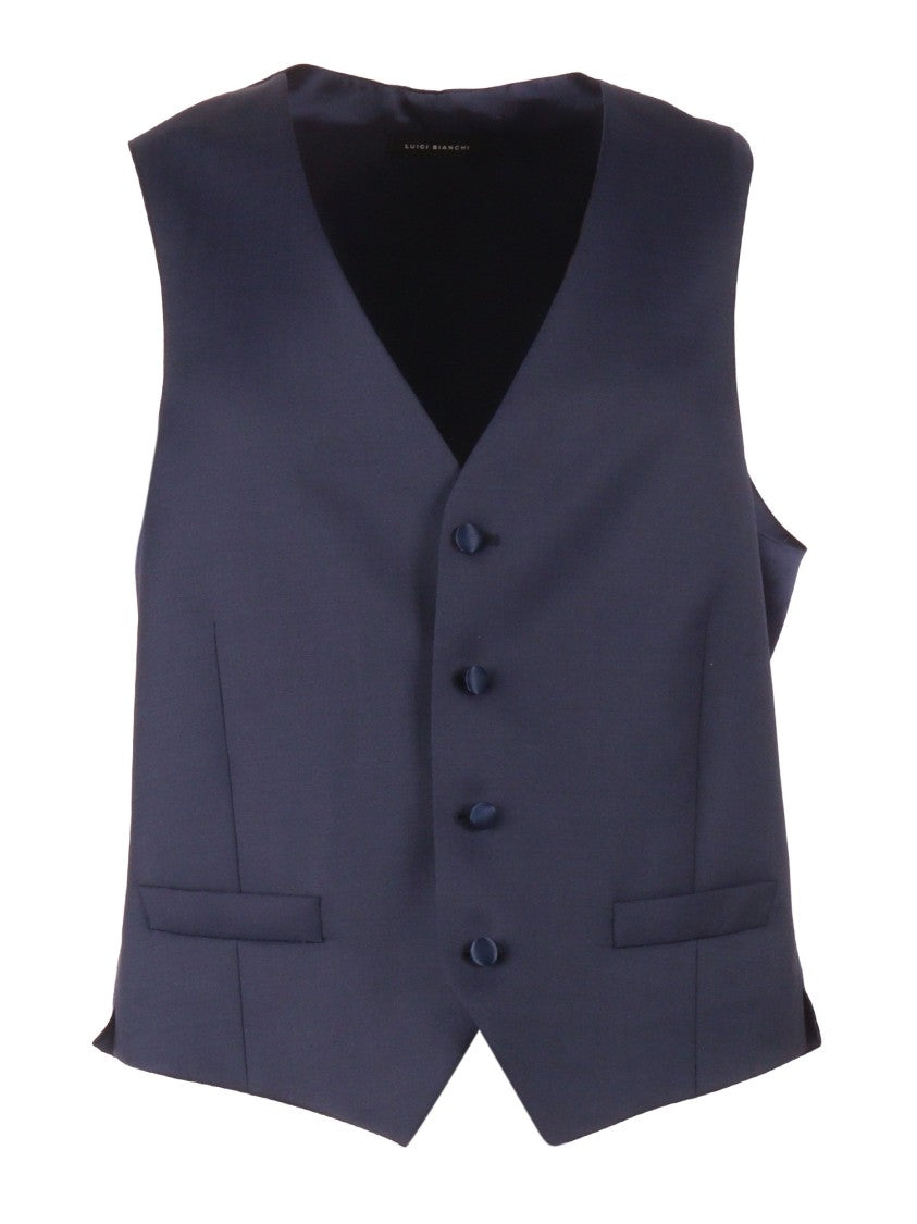 Luigi Bianchi Virgin Wool Satin Tailored Vest