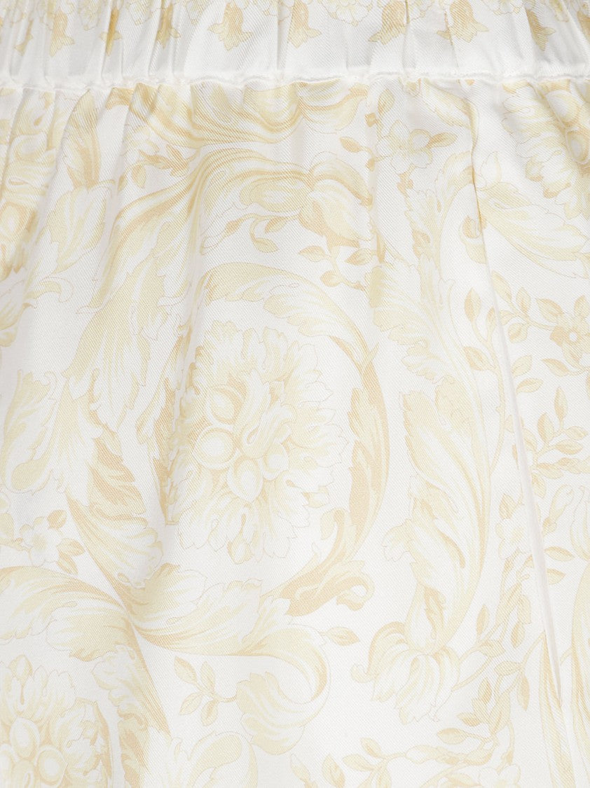 Versace Silk Shorts With Baroque-Inspired Print
