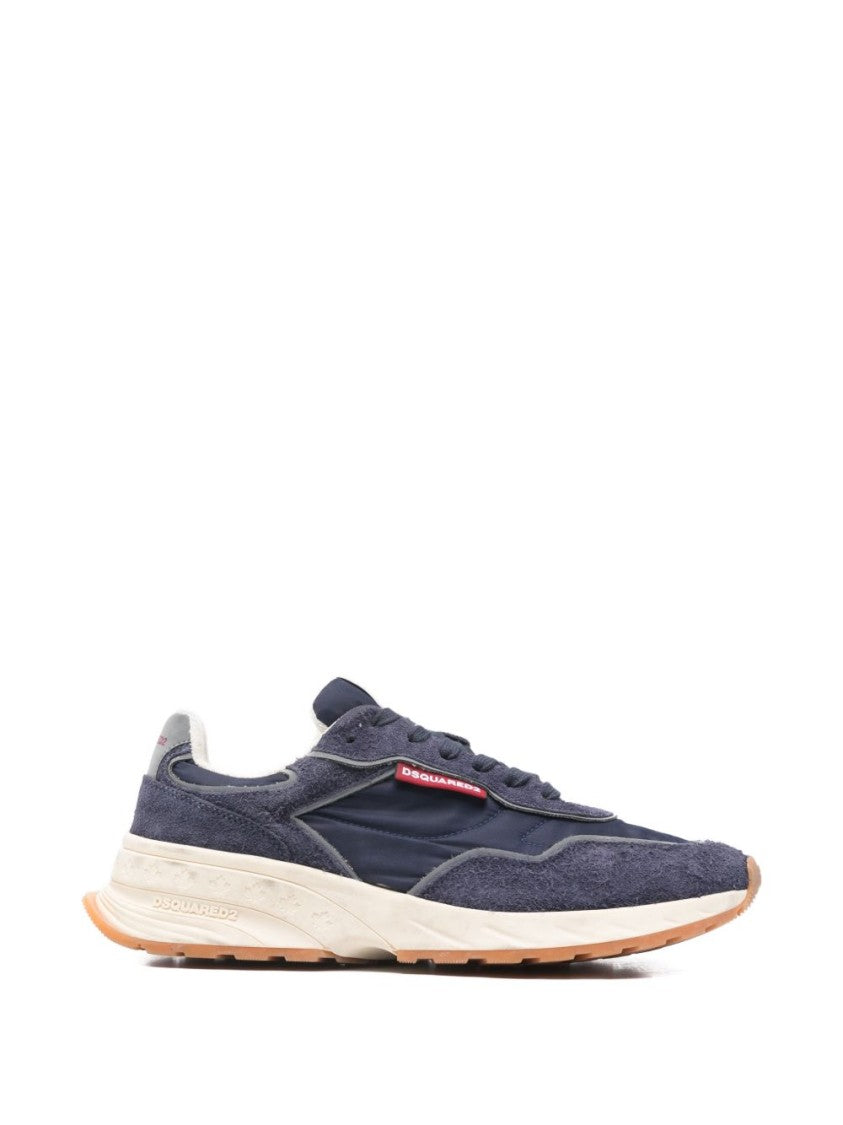 Dsquared2 Blue Suede Panel Lace Up Sneakers