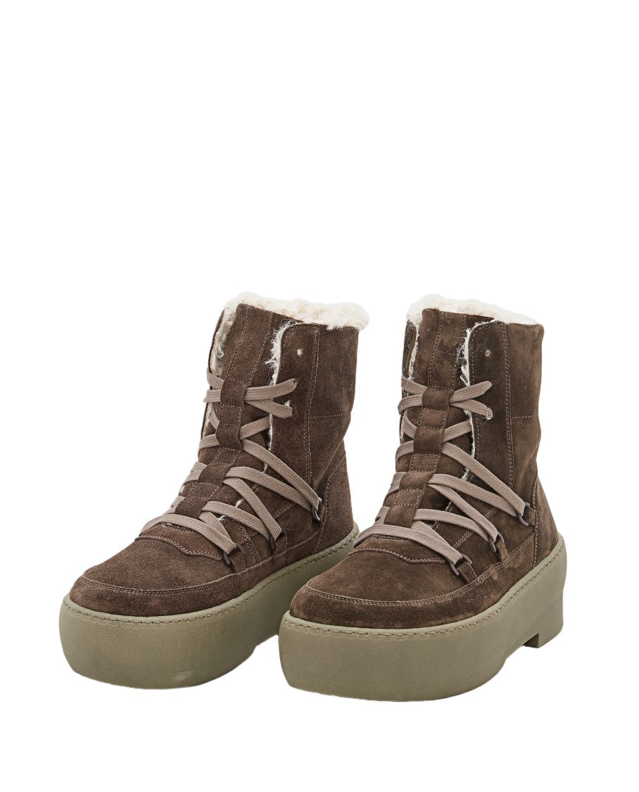 Gia Borghini High-Top Suede Boots With Shearling Lining