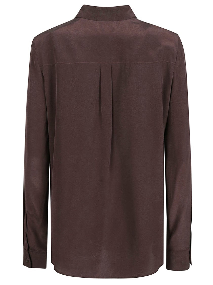 Pinko Silk Long Sleeve Shirt With Classic Collar And Pleated Back