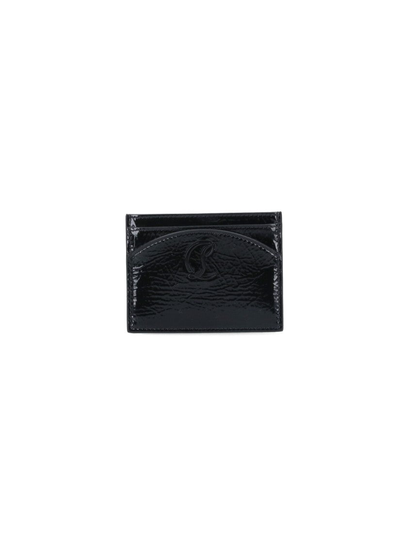 Christian Louboutin Crinkled Patent Leather Cardholder With Embossed Logo Detail