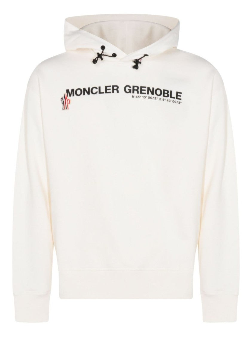 Moncler Grenoble Beige Hooded Sweatshirt With Adjustable Drawstrings