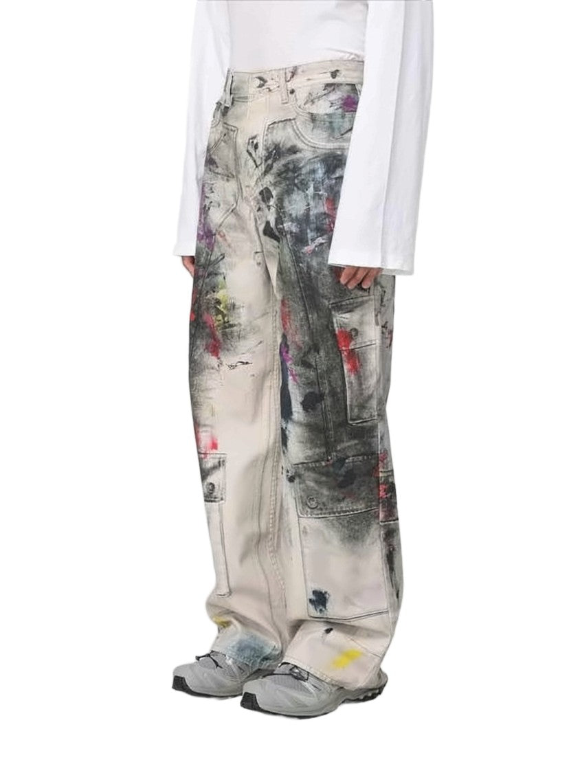 Acne Studios Paint-Splattered Loose-Fit Straight Pants With Multiple Pockets