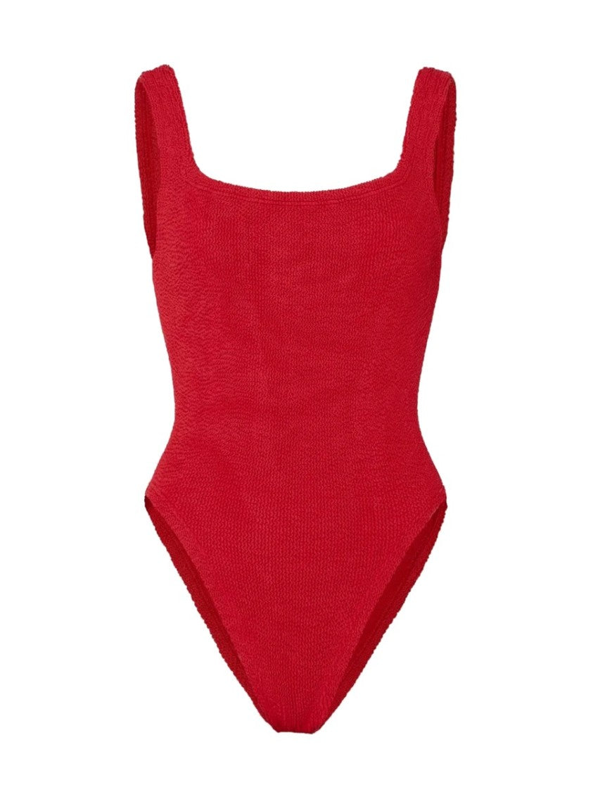 Hunza G Neutral Square Neckline High-Cut Swimsuit