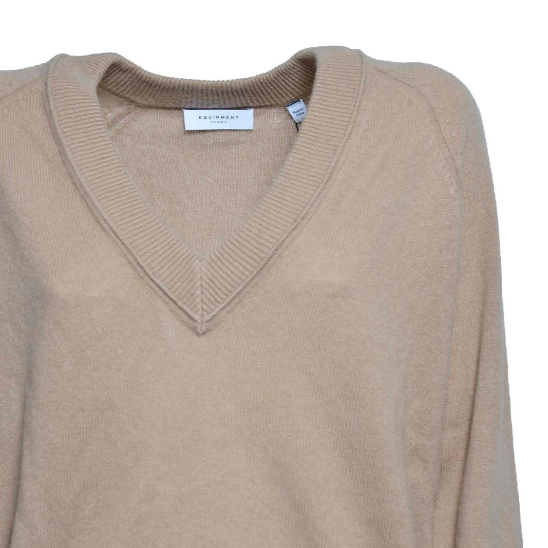 Equipment Camel Cashmere V-Neck Sweater