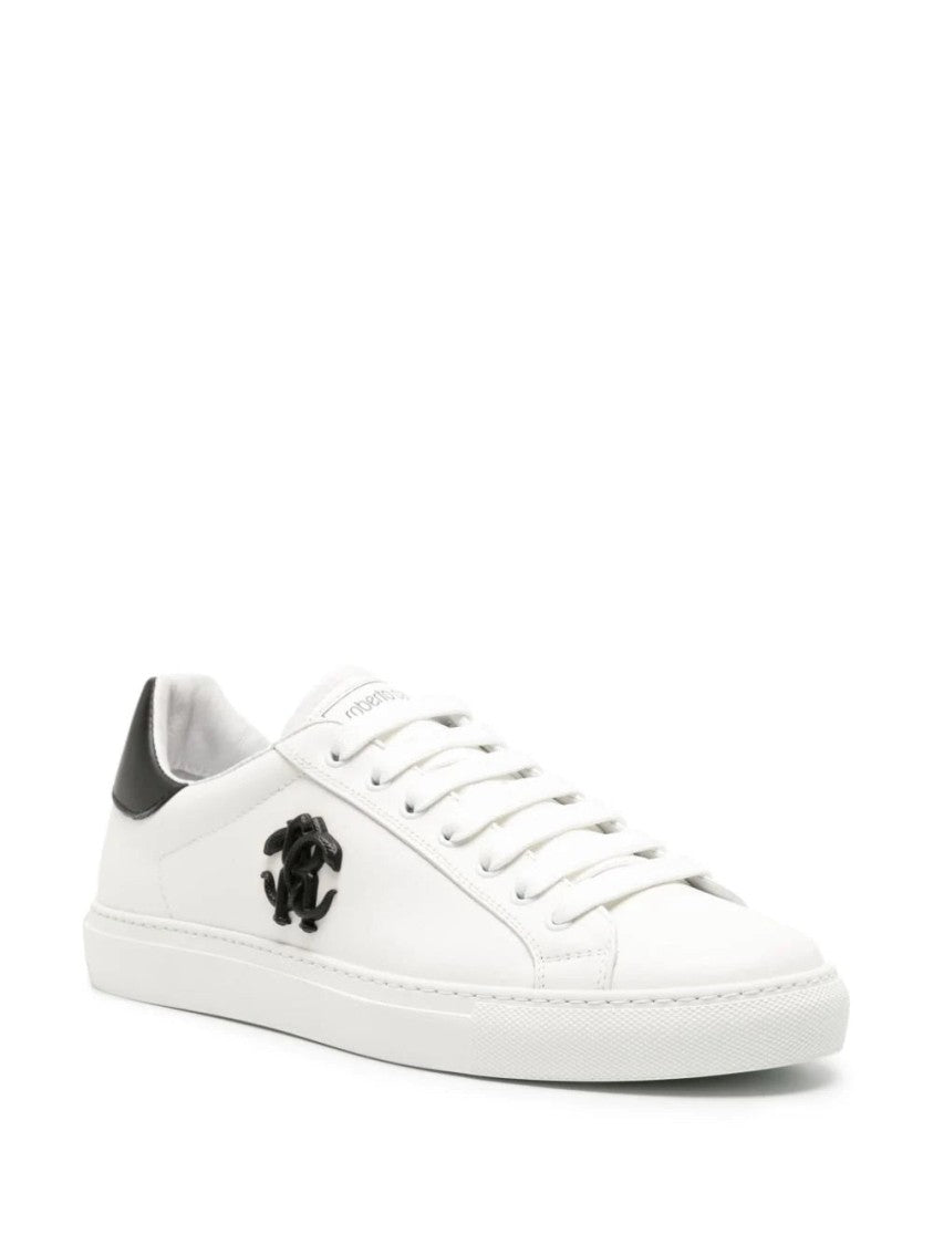 Roberto Cavalli White Trainers With Contrasting Heel Cap