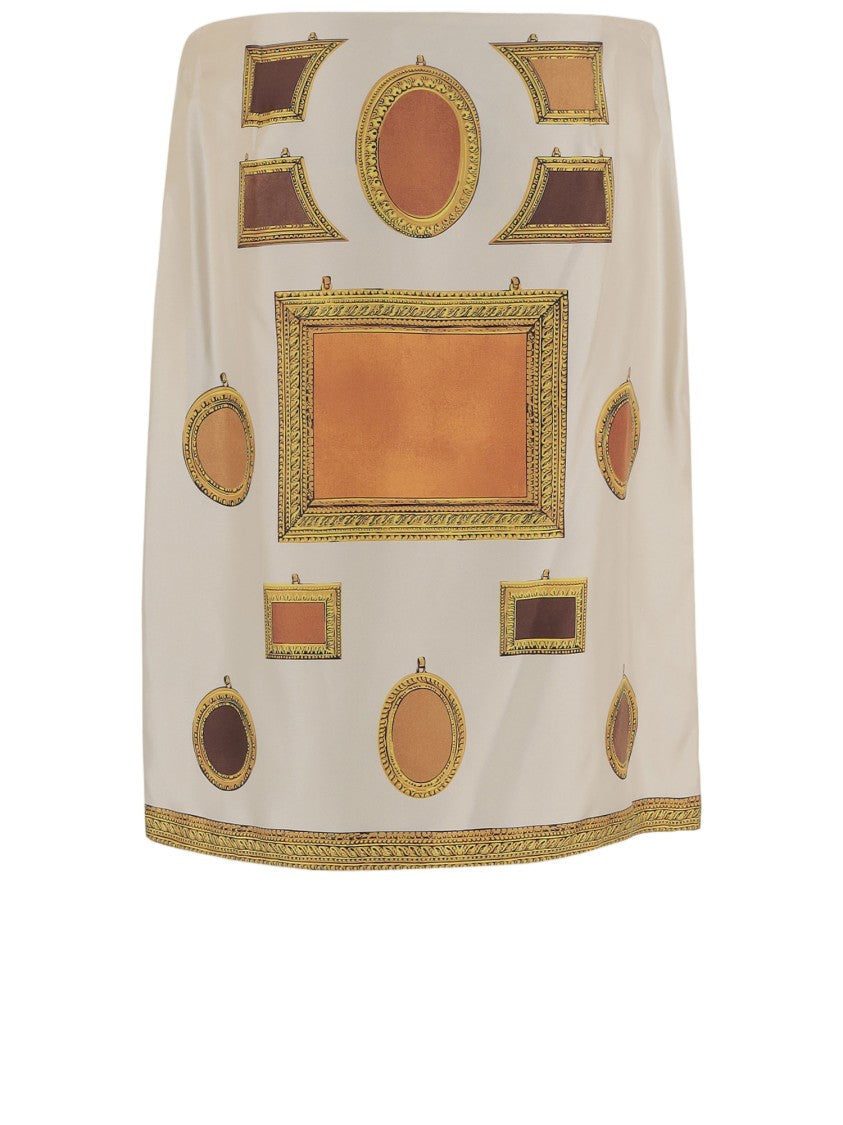 Versace Ornate Frame-Print Silk Mini Skirt