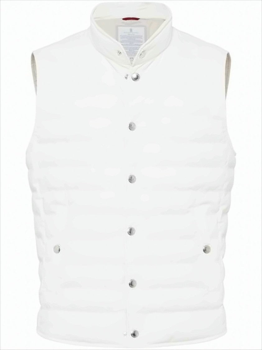 Brunello Cucinelli Sleeveless Puffer Vest With High Collar And Snap Button Closure