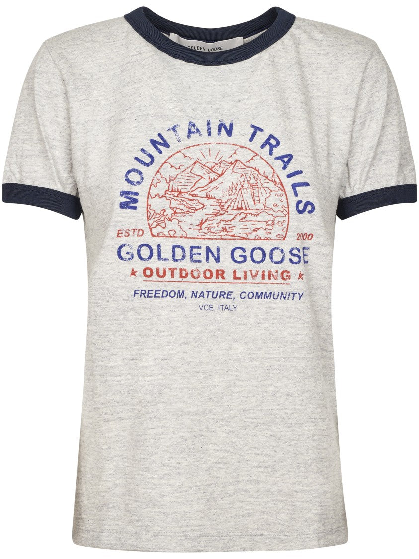 Golden Goose Journey Printed Slub Cotton Slim Long T-Shirt