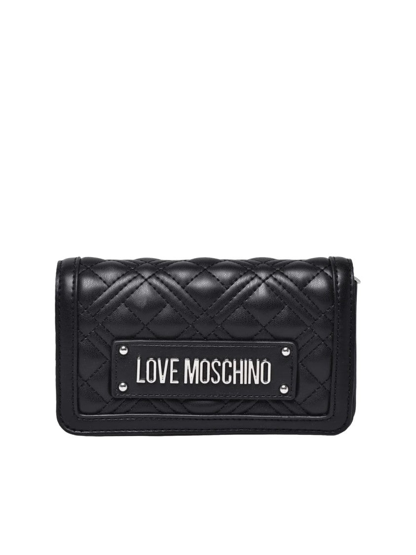 Love Moschino Black Polyurethane Quilted Shoulder Bag