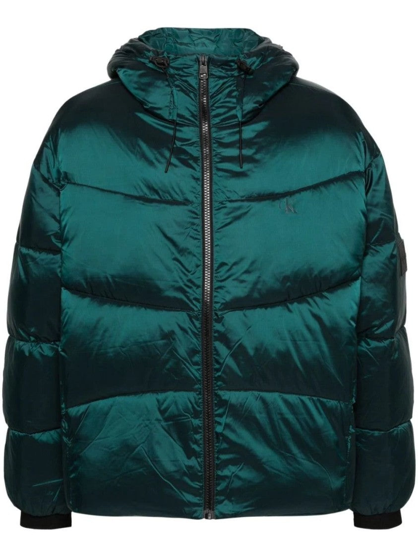 Calvin Klein Jeans Two-Tone Ripstop Puffer Jacket With Glossy Finish