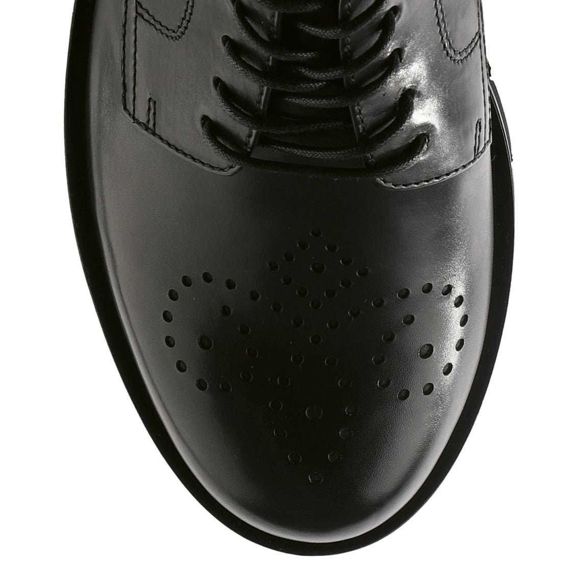 Högl Black Rocky Low-Cut Decorative Perforations Leather Shoes