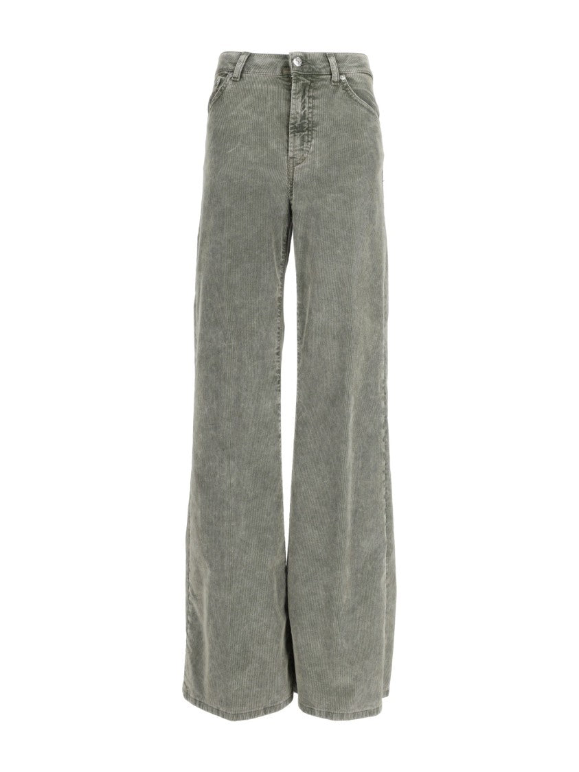 Dondup Wide-Leg High Waist Amber Pants With Vintage Wash Finish