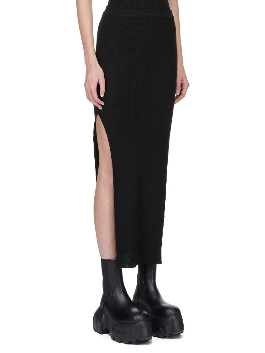Rick Owens Ribbed Knit Sacriskirt With Signature Back Detail