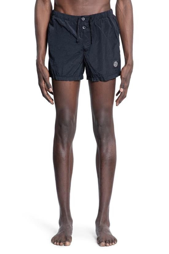 Stone Island Relaxed-Fit Black Polyamide Shorts With Logo Patch