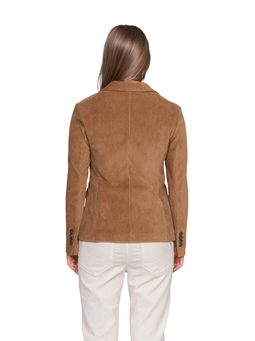 Circolo 1901 Tailored Brown Corduroy Jacket With Classic Single-Button Closure