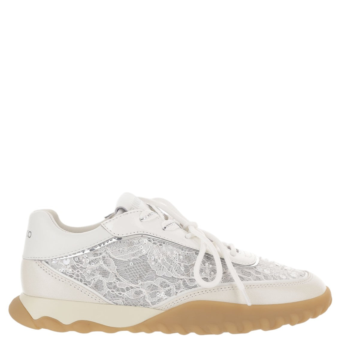 Pinko White Leather Mesh Detailed Low-Top Sneakers