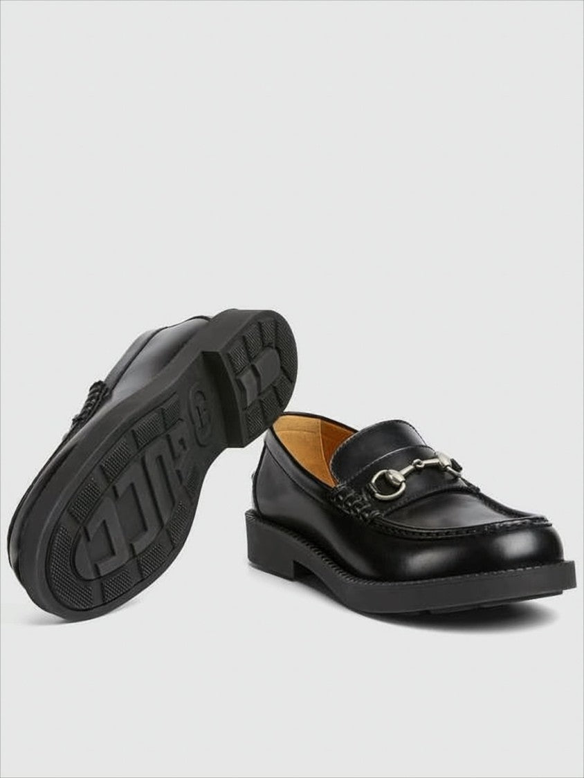 Gucci Leather Loafers With Interlocking Horsebit Detail