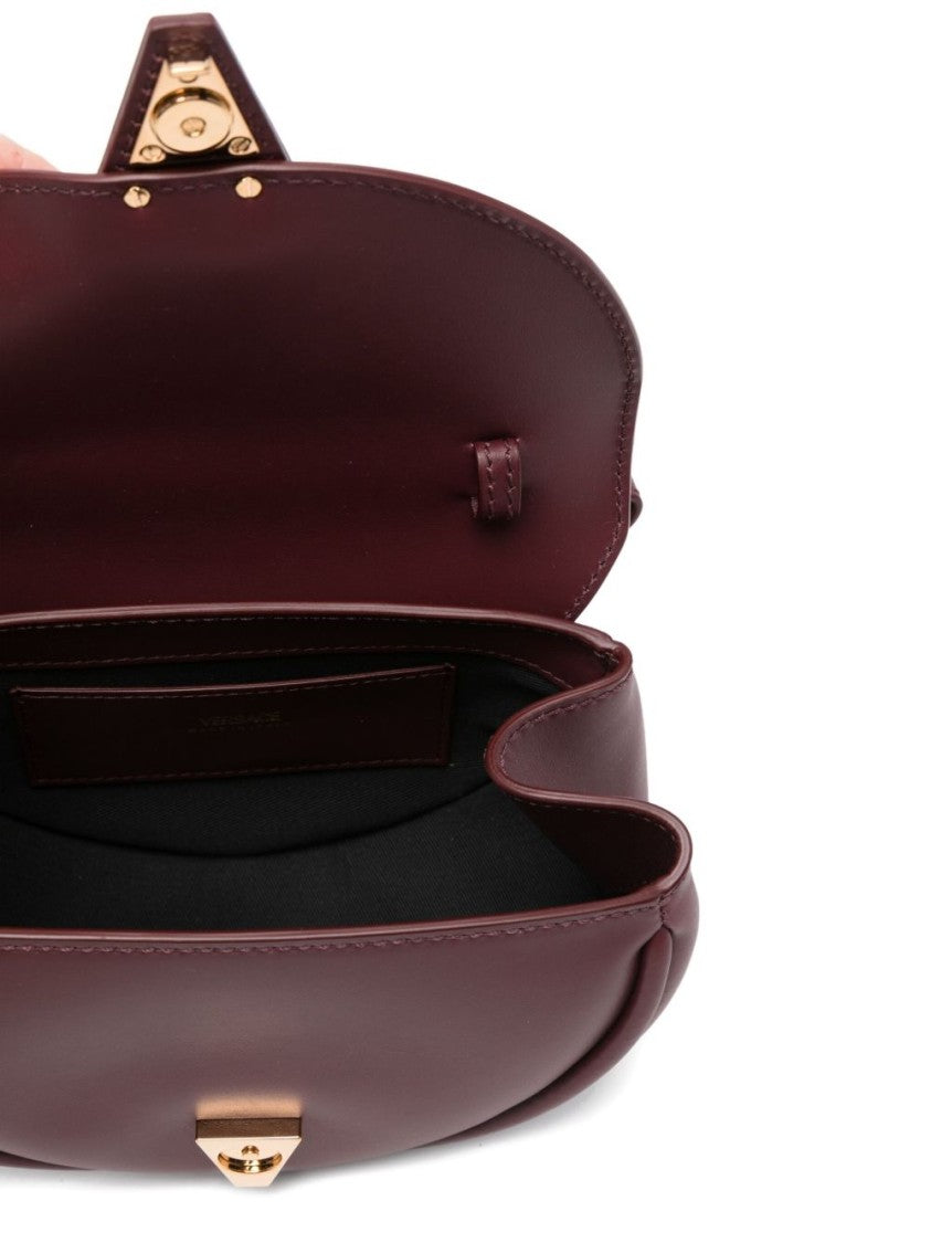 Versace Curved Burgundy Leather Bag
