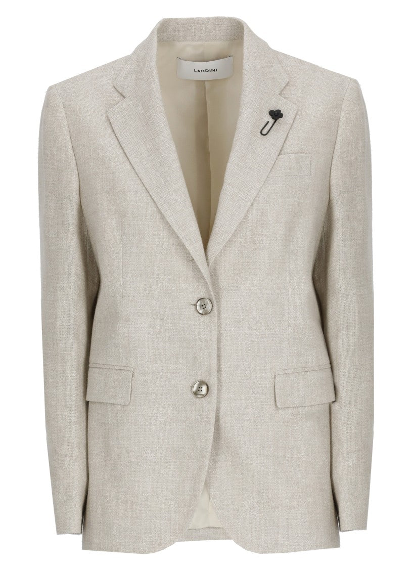 Lardini Beige Linen Classic Lapel Blazer