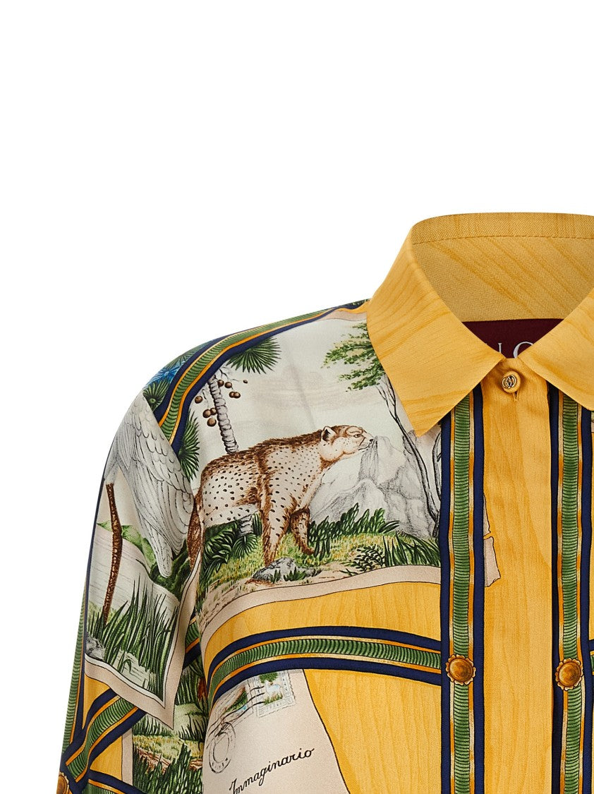 Gucci Vibrant Landscape Print Silk Twill Shirt